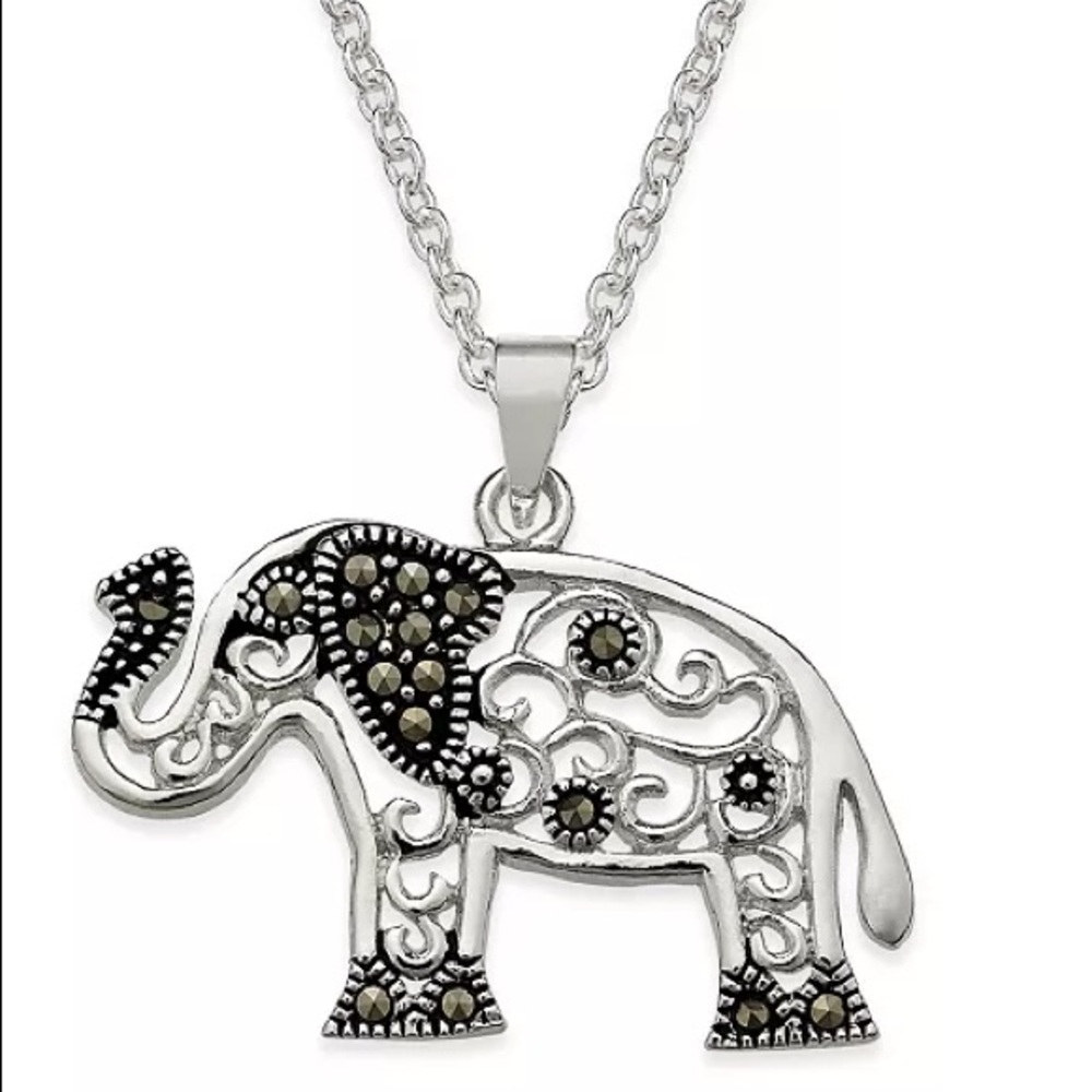 NWOT Marcasite Filigree Elephant Pendant